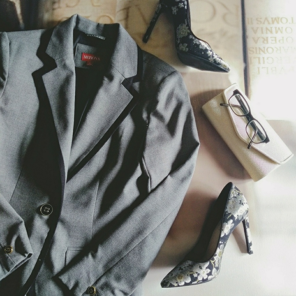 Grey & Black Blazer NWOT